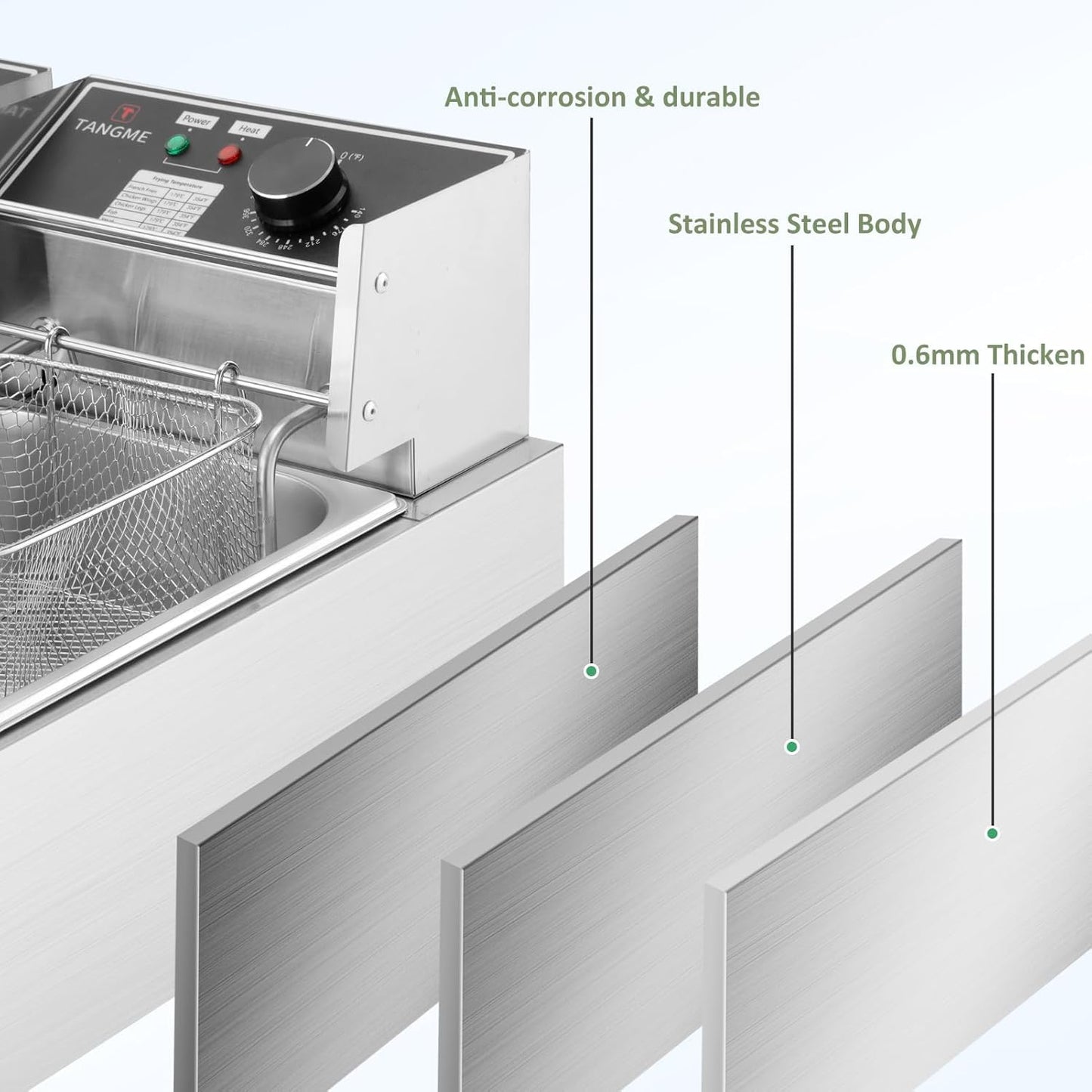 Commercial Deep Fryer, 3400W Electric Deep Fryers with 2x6.35QT Baskets Thickened Stainless Steel Countertop Oil Fryer 20.7QT Large Capacity with Lids Temperature Controller (12L)