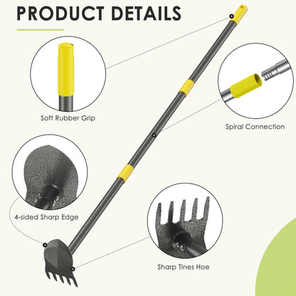 Luvenia Garden Hoe, 2-in-1 Weed Puller Tool with Adjustable Length 31In-46In, Carbon Steel Heavy Duty Weeding Tool for Gardening, Cultivating, and Weed Pulling, Sharp Blade