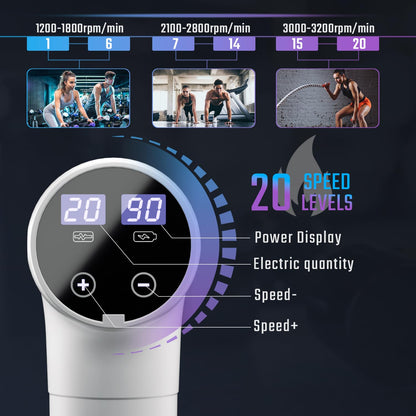 cotsoco Massage Gun, Muscle Massage Gun Deep Tissue Back Massager for Pain Relief, 20 Speeds Handheld Electric Massager Tool with Silent Brushless Motor, Suitable for Gym Office Home Travel