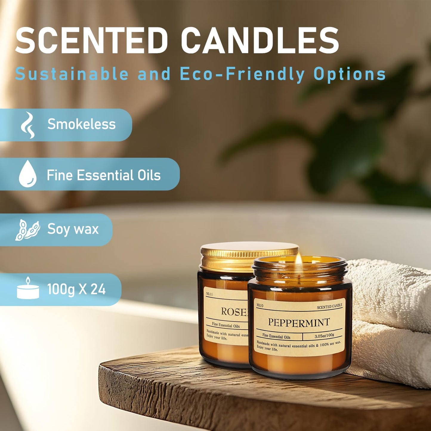 24-Pack 3.05oz Scented Candle Gift Sets - 12 scents Jars Natural Soy Wax for Women, Home Decoration and Elegant Occasions