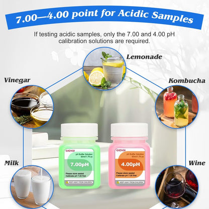 pH Calibration Solution Kit (4,7,10 pH Buffer Solution) & pH Electrode Storage Solution 3 * 50ml pH Buffer Calibration Solution + KCl pH Probe Storage Solution for All pH Meters with High Accuracy