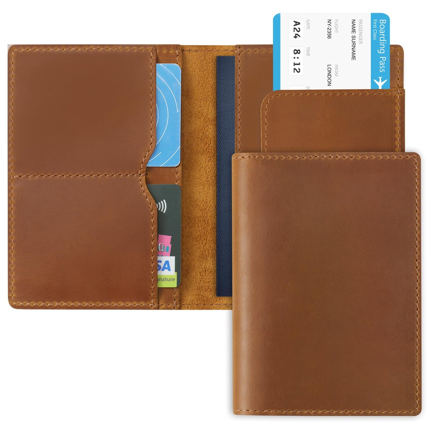 Jack&Chris Leather Passport Holder, Handmade Passport cover, Travel Wallet Cover Case for Men and Women, Leather Travel Documents Organizer Protector, JC107
