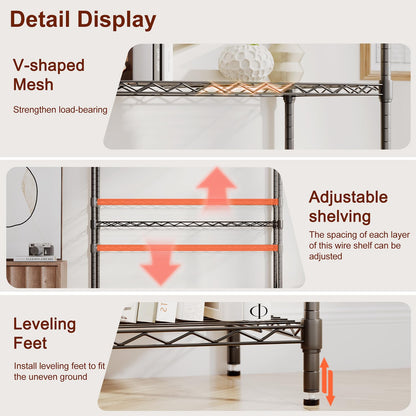 BestOffice | 4-Tier Wire Storage Shelves | 36x14x54 | Black | with Adjustable Racks | Heavy-Duty Metal Shelf, Holds Upto 1000 lbs | No-Tool Assembly | Ideal for Home & Garage Shelving