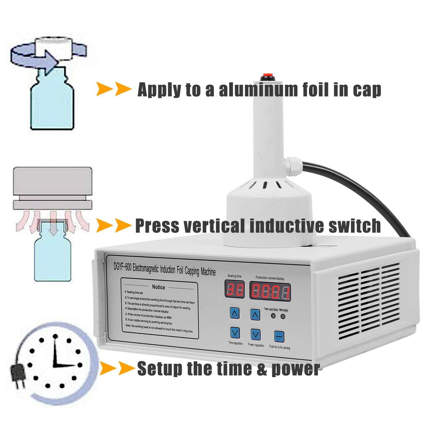 Portable Handheld Induction Sealer 20mm-100mm 110V Induction Sealing Machine White Bottle Cap Sealing Machine