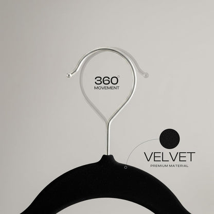 Utopia Home Velvet Hangers - 100 Pack Luxury Non-Slip Slim Coat & Pant Hangers - Black with 360° Swivel Hook