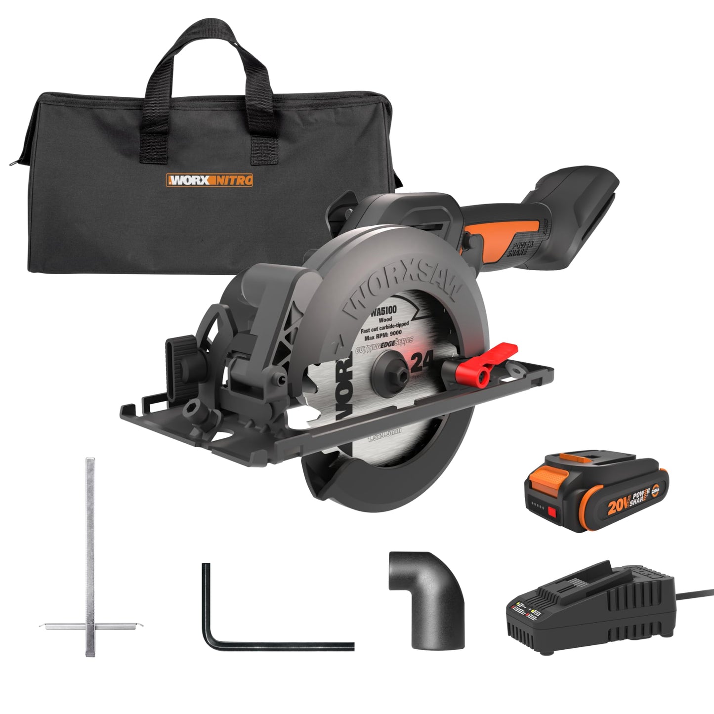Worx WX531L 20V WORXSAW 4.5" Cordless Compact Circular Saw