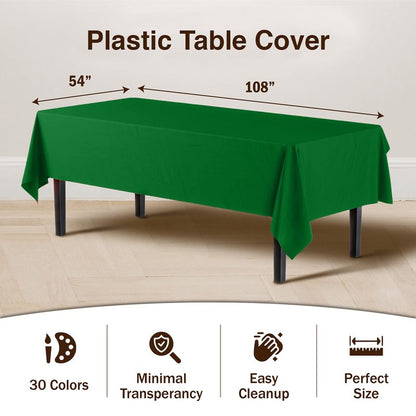 Party Solids Emerald Green Rectangular Plastic Tablecloth - 54x108 Inch, Pack Of 24