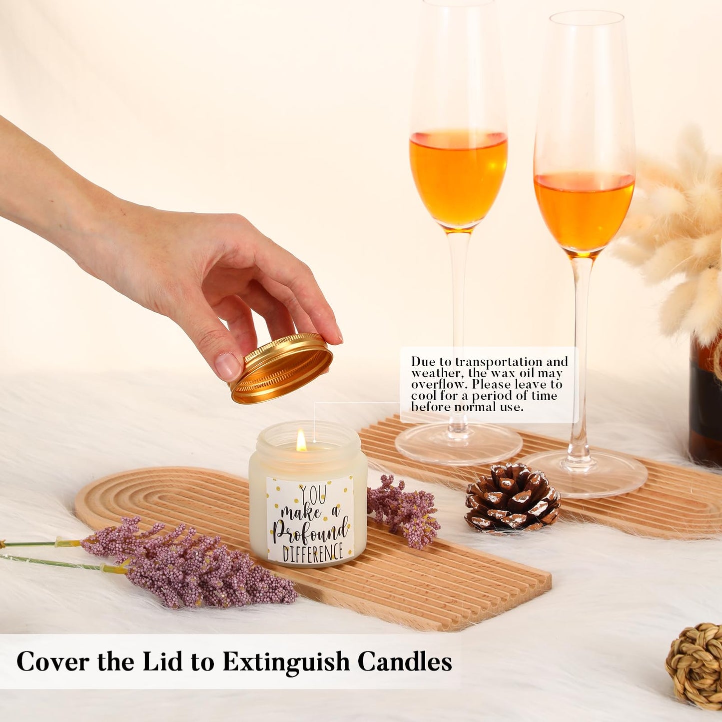 Fumete 4 Pcs Thank You Gifts Candles 3.5 oz Soy Wax Scented Candles Thank You for Being Awesome Inspirational Candle for Teacher Appreciation Secretaries Employee, 4 Fragrances (White, Stylish)