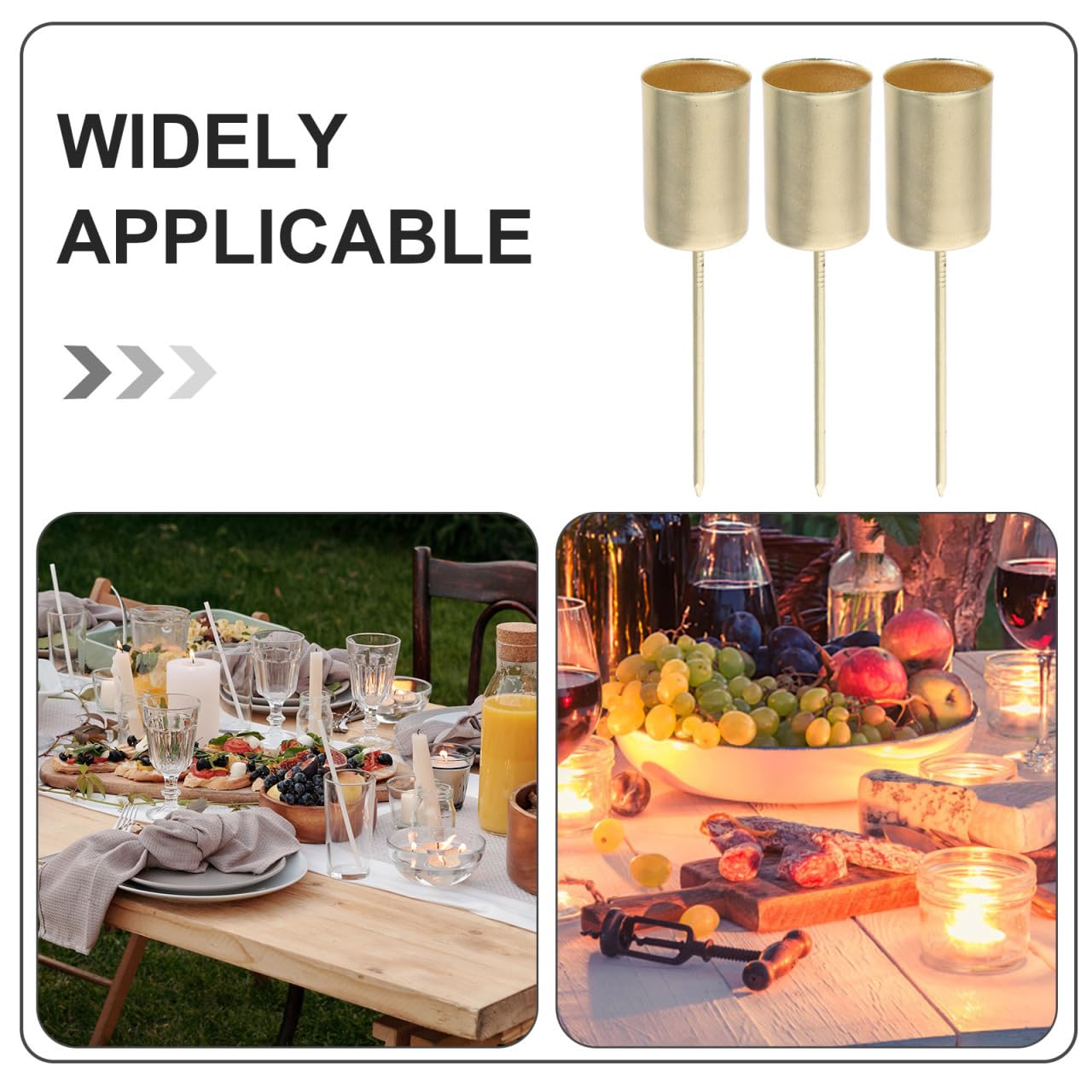 VOSAREA 5pcs Candle Holder Stakes Candlestick Liners Inserts Cups Wreaths Candle Stand with Spike for Pillar Tealight Wedding Flower Arrangement for Christmas Table Decor
