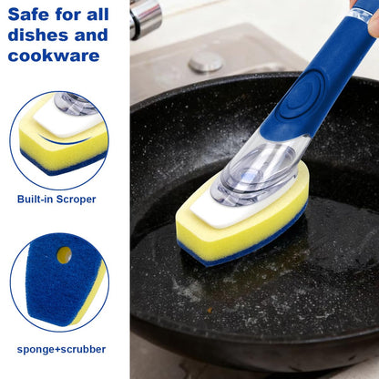 CELOX Dish Wand for Kitchen Sink, Dish Scrubber with Soap Dispenser