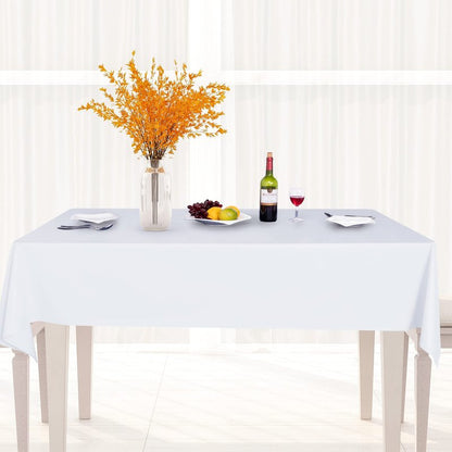 sancua 100% Waterproof Rectangle PVC Tablecloth - 60 x 120 Inch - Oil Proof Spill Proof Vinyl Table Cloth, Wipe Clean Table Cover for Dining Tables, Buffet Parties and Camping, White