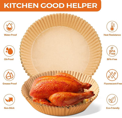 Vailnd 9-Inch Round Air Fryer Liners | 125PCS Non-Stick Parchment Paper, Oil Resistant & Food Grade