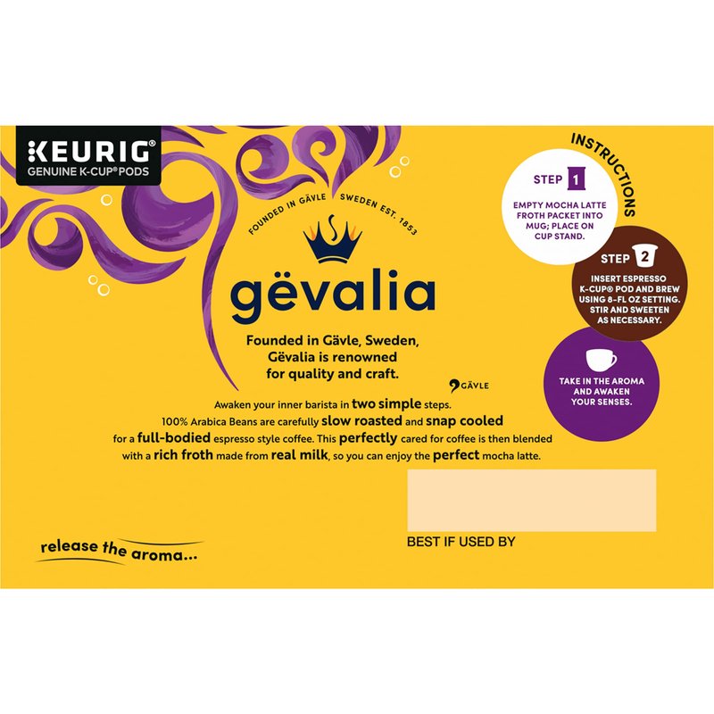 Gevalia, 2-Step K-Cup & Froth Packets, 6 Count, 5.6oz Box (Pack of 3) (Mocha Latte).