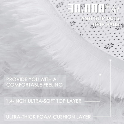 OLANLY Area Rug - Soft Fluffy Shaggy Design | Machine Washable 5x6 for Living Room & Bedroom Decor - White