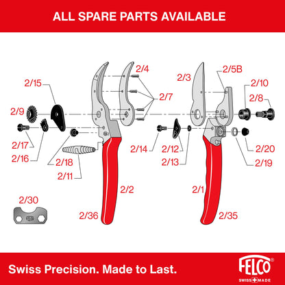 Felco F2 Pruning Shears – 9.25" Swiss-Made Garden Clippers for Professional Pruning | Hand Pruners for Gardening | Garden Tool Cutter with Precision Bypass Blade, Aluminum Body, Replaceable Parts