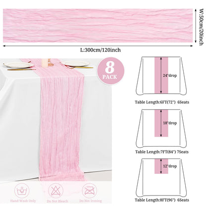 12 Pack Light Pink Cheesecloth Table Runner 35 x 70 Inch Gauze Cheese Cloth Table Runner, Boho Rustic Wedding Table Runner for Wedding Bridal Shower Graduation Party Banquet Table Decorations