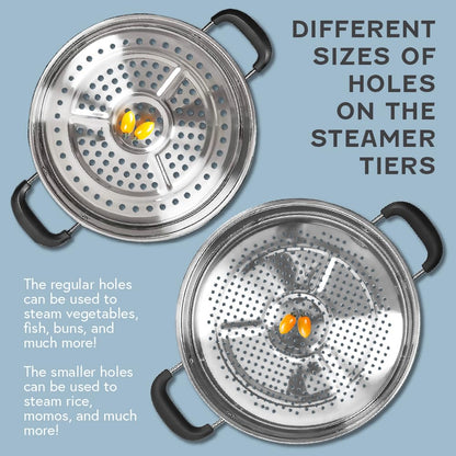 Concord 30 CM Stainless Steel 3 Tier Steamer Pot Steaming Cookware - Triply Bottom