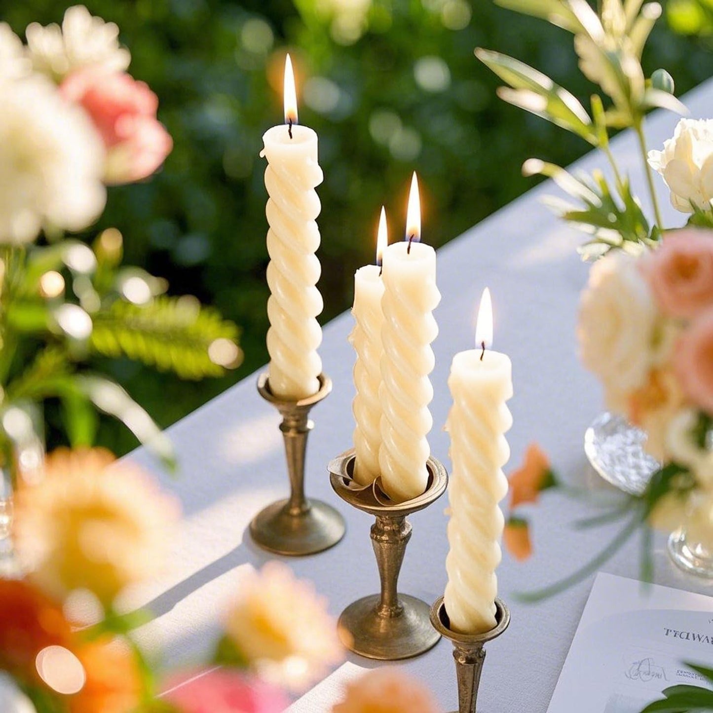 10 Inch 6 Pack Ivory Spiral Taper Candles- 8 Hours Long Burning Twisted Candlesticks Tall Candles for Home Decor Religious Ceremonies Weddings Dinner Holiday Decoration Formal Events (Ivory)