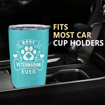 Cudoviqu Veterinary Gifts - Veterinarians Gifts for Women - Vet Med Gift - Best Veterinarian Ever Gift - Funny Veterinary Gift Ideas, 20 oz Stainless Steel Tumbler With Lid & Straw