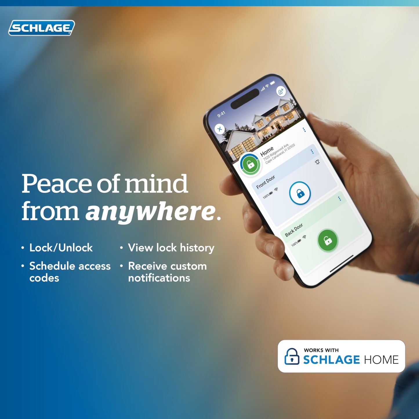 Schlage Encode Smart Wi-Fi Lock with Lever Handle, Touchscreen Keypad, Keyless Entry Door Lock, App Control, Alexa, Google Home and Airbnb Compatible, Bright Chrome, FE789WB CEN 625 LAT