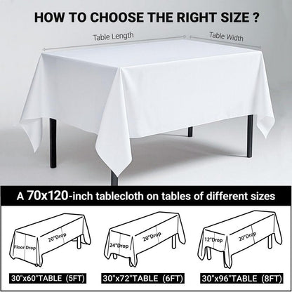 MRJ Polyester Tablecloths for Rectangle Tables 70 X 120 Inch White Washable Table Clothes for Cafe Camping Housewarming