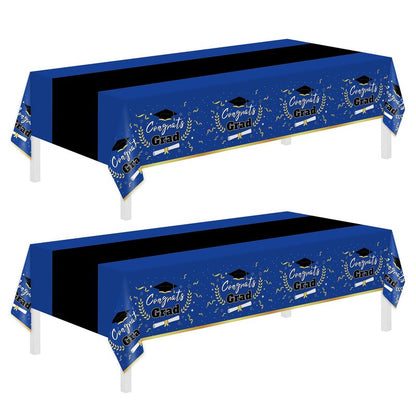 Childom 2 Pack Graduation Tablecloth,Graduation Decorations Class of 2026 Graduation Party Decorations,54"x108" Blue and Gold Plastic Table Cloth Disposable Rectangle for Home,School,Party Supplies