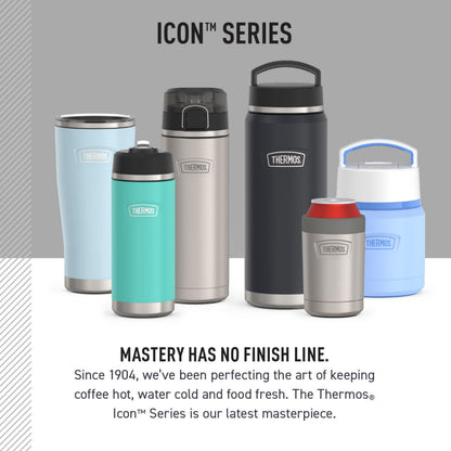 THERMOS ICON Stainless Steel Food Jar with Spoon, 12 Ounce, Light Blue