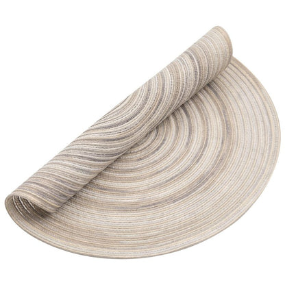 SHACOS Round Braided Placemats 15 inch Set of 4 Variegated Washable Kitchen Table Placemats for Home Wedding Party (Rainbow Gray, 4)