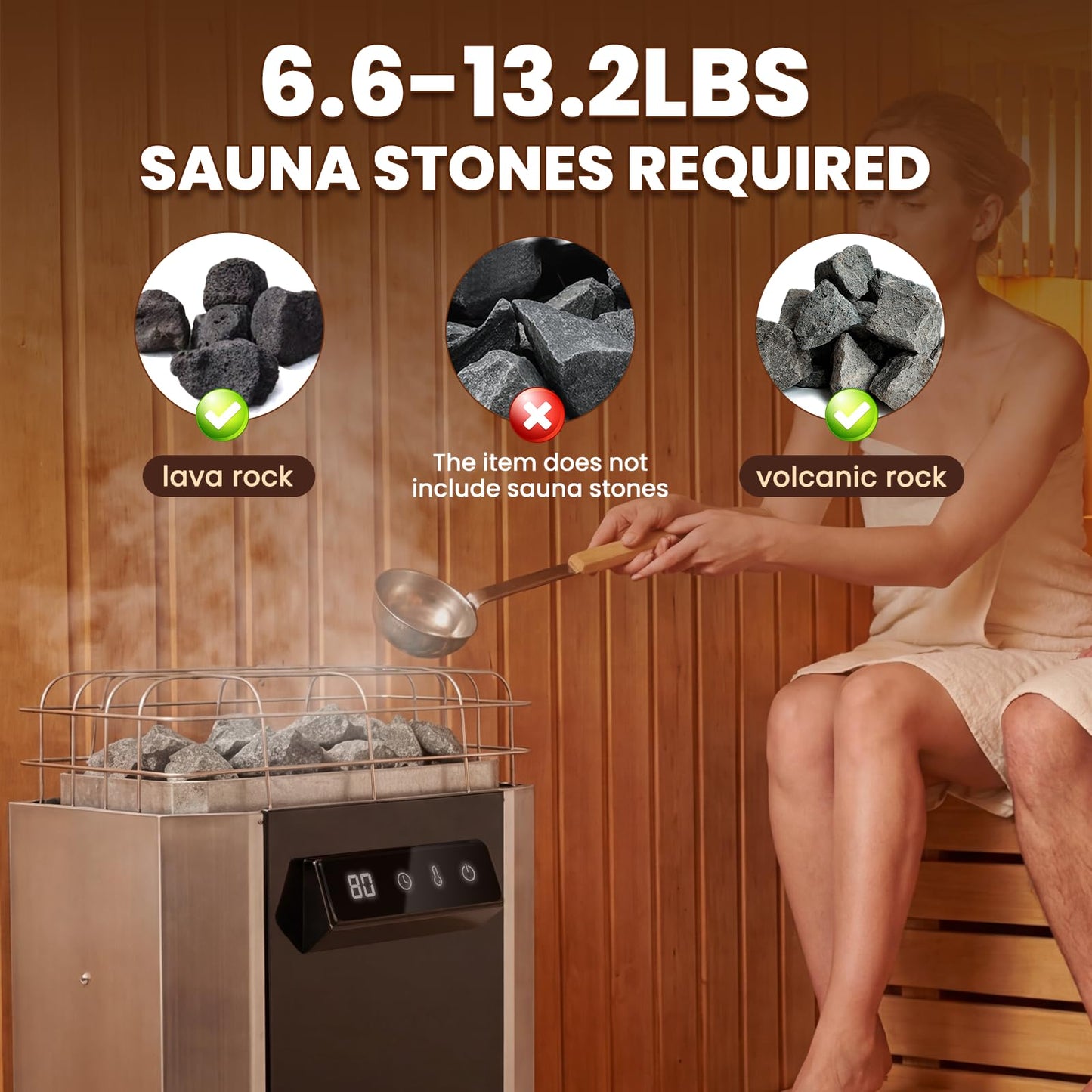 NEWTRY 3.5KW Sauna Heater Digital Electric Sauna Heaters 220V Dry Sauna Stove for Max. 141 Cu.ft Home Spa Hotel Sauna Room