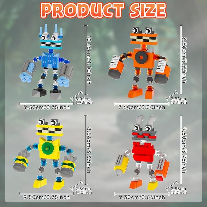 Sing Music Monsters Building Set 4 in 1 Wubbox/Epic Wubboox/Rare Wubbox/IceLizard Action Figure Toy Music Game Display &amp Interactive Collectible Great Gift for Fans Boys and Girls 6+ 349 PCS