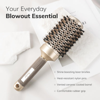Round Brush for Blow Drying, Nano Thermal Ceramic & Ionic Tech Hair Brush with Boar Bristles, Professional Round Barrel Brush for Styling, Curling & Straightening by Sndyi (2.9 Inch, Barrel 1.7 Inch)