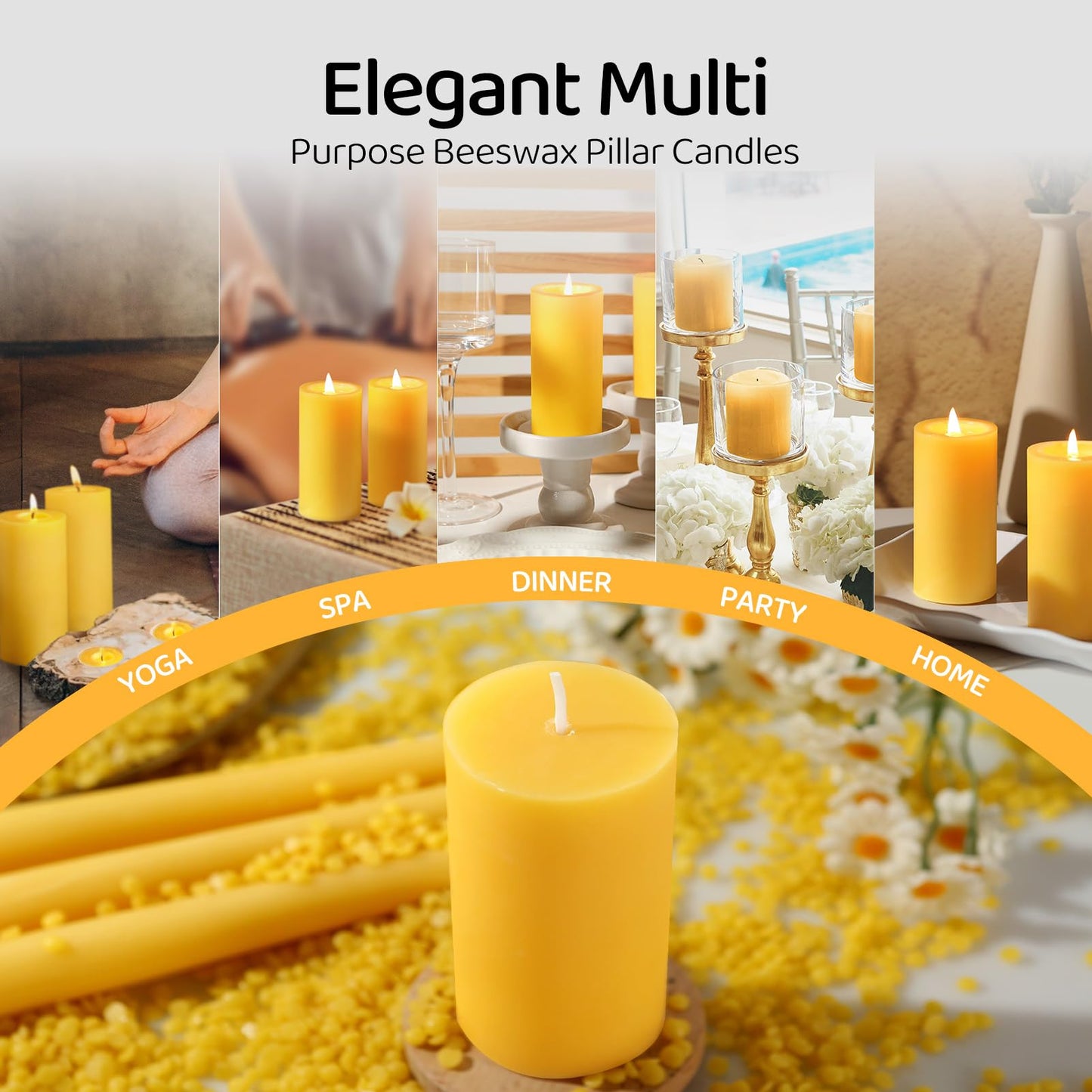 8 Pack Natural Beeswax Pillar Candles,100% Pure Beeswax Candles-280 Hours Long Burning,Unscented Bees Wax Candle for Home,Prayer,Emergency,Dripless Smokeless Organic Bees Wax Candle