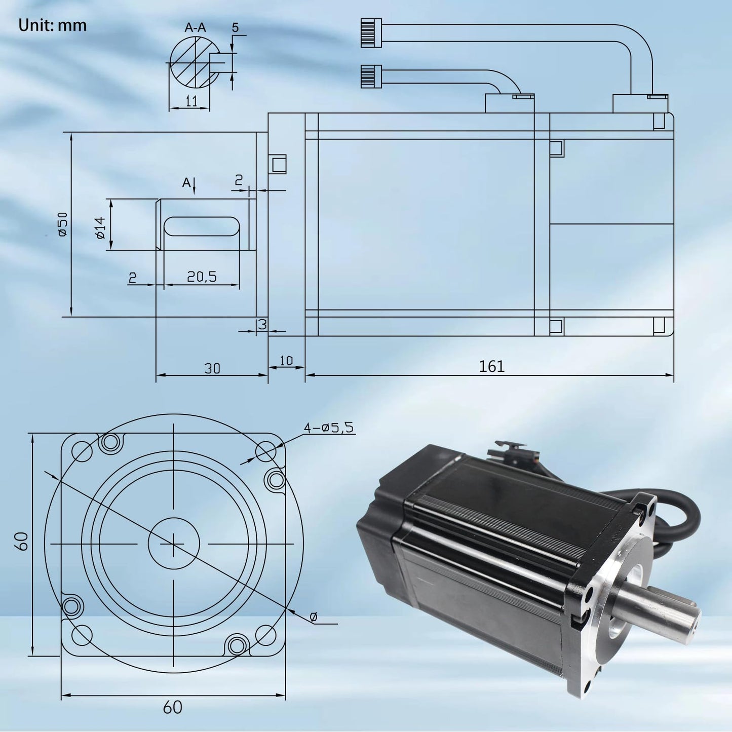 RATTMMOTOR 600W Servo Motor Kit, Servo Motor with Servo Motor Driver and Brake Encoder Cable, CNC Controller Kit for CNC Engraver Milling Machine/Robot (600W with Brake), A2M-60SV01930Z