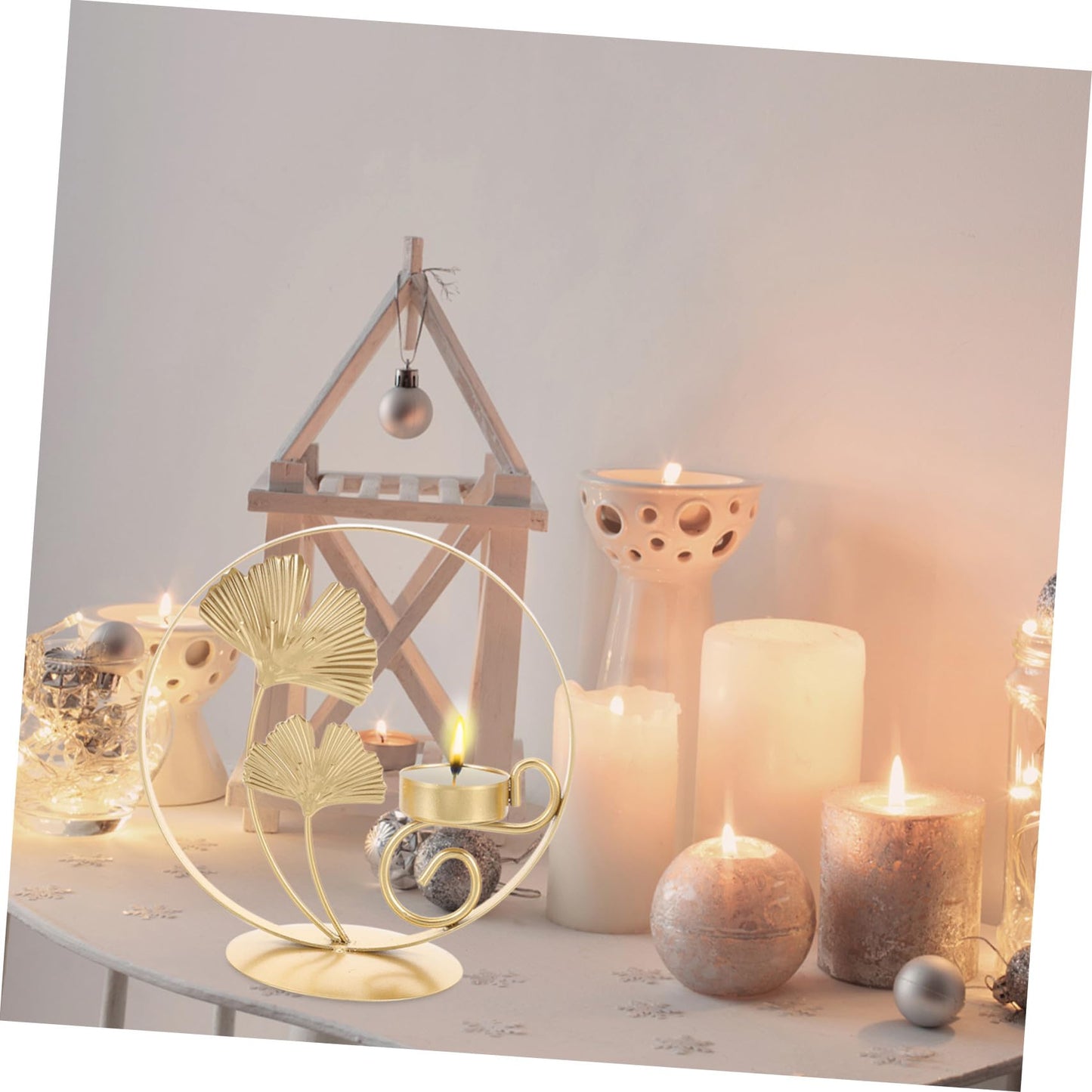 ROMISBABA Rust-Resistant Iron Candlestick Holder with Unique Plant-Shaped Design and Golden Finish, Multi-Functional Tealight Candle Stand for Entranceways and Living Rooms, Artistic Table