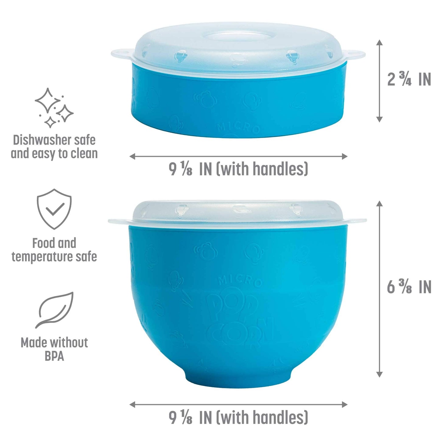 Goodful Silicone Popcorn Popper, Collapsible Hot Air Microwavable Popcorn Maker, Bowl Made without BPA, Teal