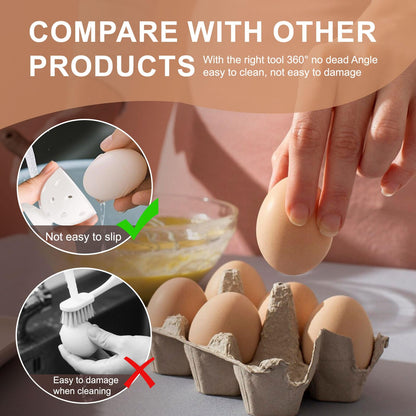 Silicone Egg Cleaner for Fresh Eggs, Vegetable and Fruit Scrubber Tool Reusable Cleaning Brush for Egg Washer (White)