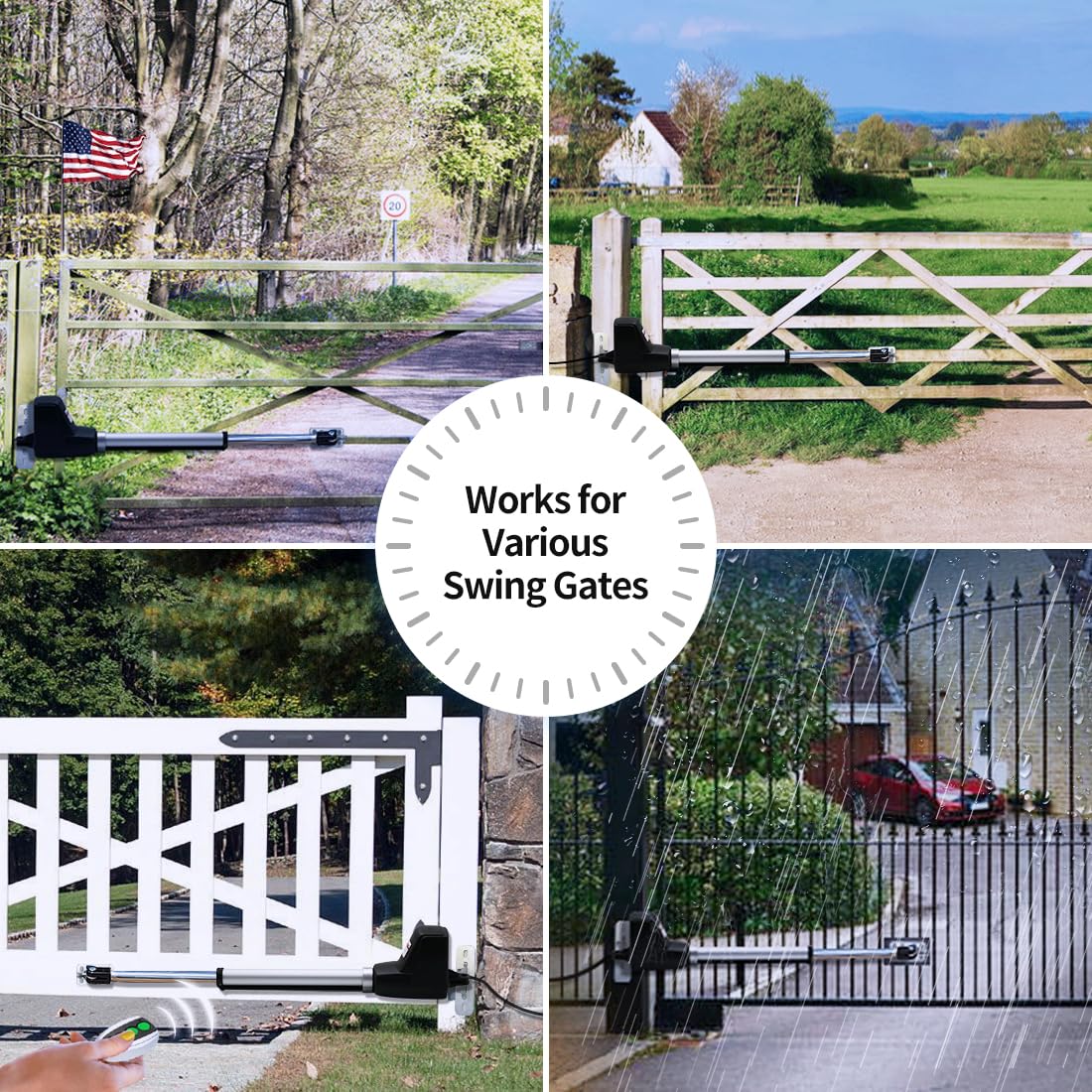 TOPENS AT6131 Single Swing Gate Opener Medium Duty Automatic Gate Motor for Single Swing Gates Up to 18ft, Electric Driveway Gate Operator AC Powered with Remote Control Kit Solar Compatible