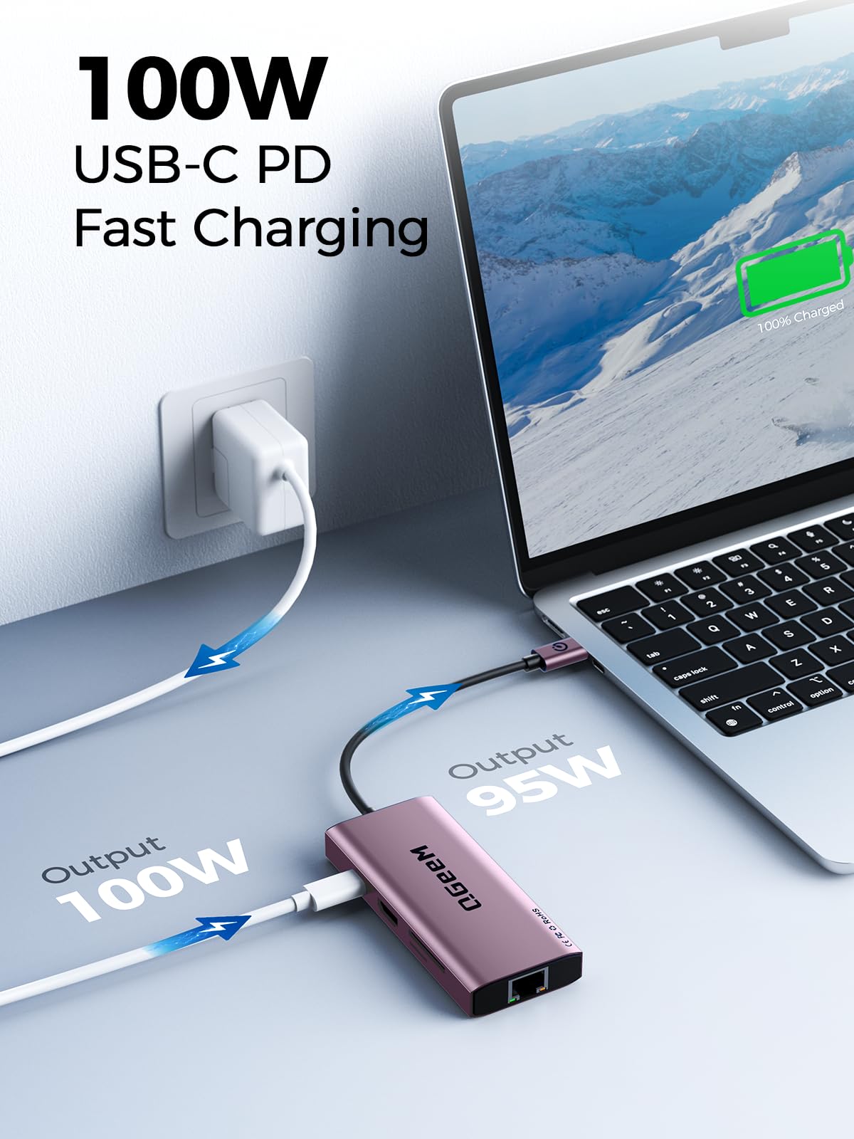 QGeeM USB C Hub Ethernet,9 in 1 USB Type C Hub HDMI Multi-Port Converter Adapter,100W Pd, USB 3.0,SD/TF Card Reader,Compatible for MacBook Pro Air Ipad HP Dell Lenovo Chromebook etc.