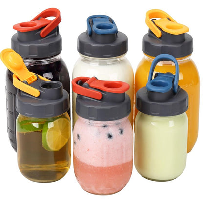 Soligt 6 Pack Mason Jar Lids, Regular Mouth Pour Spout Flip Cap Lids for Ball Brand Mason Jars, Leak Proof Airtight for Drinking Salad Dressing & Food Storing (jars are not included)