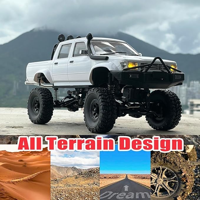 RC Rock Crawler RC Truck 4x4 WPL C64-1 RC Crawler Off Road 1/16 Remote Control Truck Proportional Throttle Steering RTR Upgraded Chassis Axle Mounted Servo Counter Rotating Gearbox for Adult