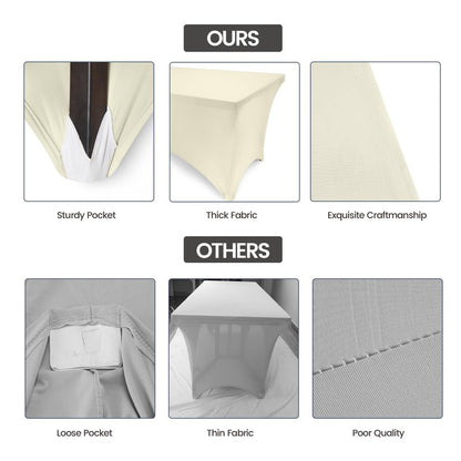 Utopia Kitchen Spandex Tablecloth 1 Pack [6FT, Ivory] Tight, Fitted, Washable and Wrinkle Resistant Stretch Rectangular Patio Table Cover for Event, Wedding, Banquet & Parties [72Lx30Wx30H Inch]