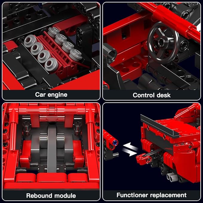 Mould King Pull Back Car Building Kits Colletible 15080 Super Car Model Scale Sports Cars Blocks Speed Champion Cars Toys Sets for Adults and Boys Girls Kids Aged 8+ (738 Pieces) ﻿