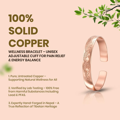 Healing Monk Pure Copper Bracelet for Men & Women – Handmade Uncoated Copper Jewelry Cuff – Adjustable Healing Copper Bracelets for Arthritis – Mens & Womens Copper Cuff Pulsera de Cobre (Rustic)