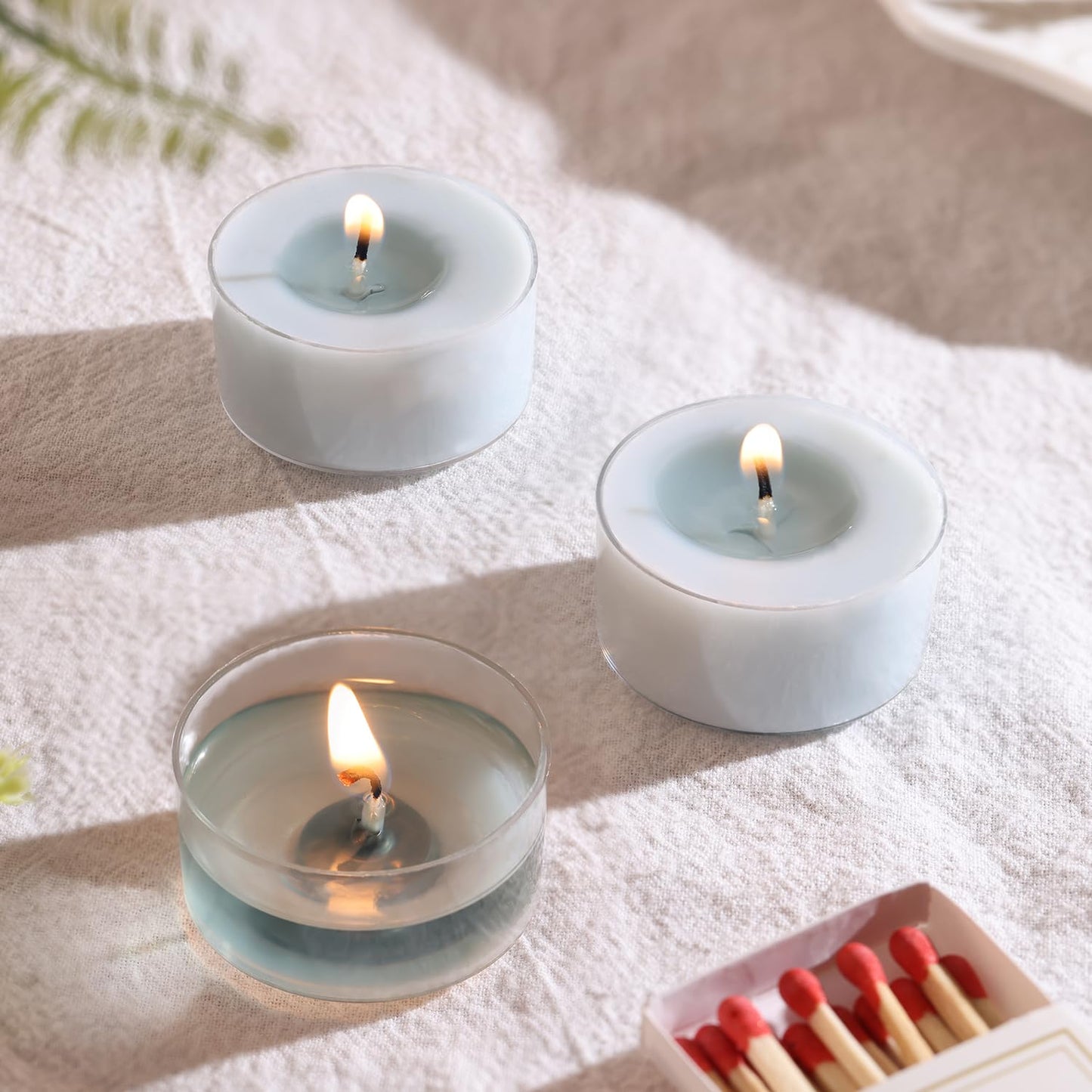 Ocean Memory Scented Tea Lights Candles – Soft Blue – 6 Hour Burn – 100% Palm Wax – Scented Tealight Candles for Holiday Relaxation, Winter Gatherings – 16 Pack Scent Votive Candle