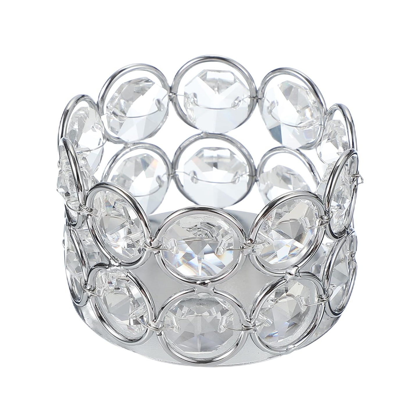 uxcell Glass Tea Light Candle Holder, Openwork Crystal Glass Votive Candle Holder for Desk Table Centerpiece, Wedding, Party, and Home Decor(Silver)