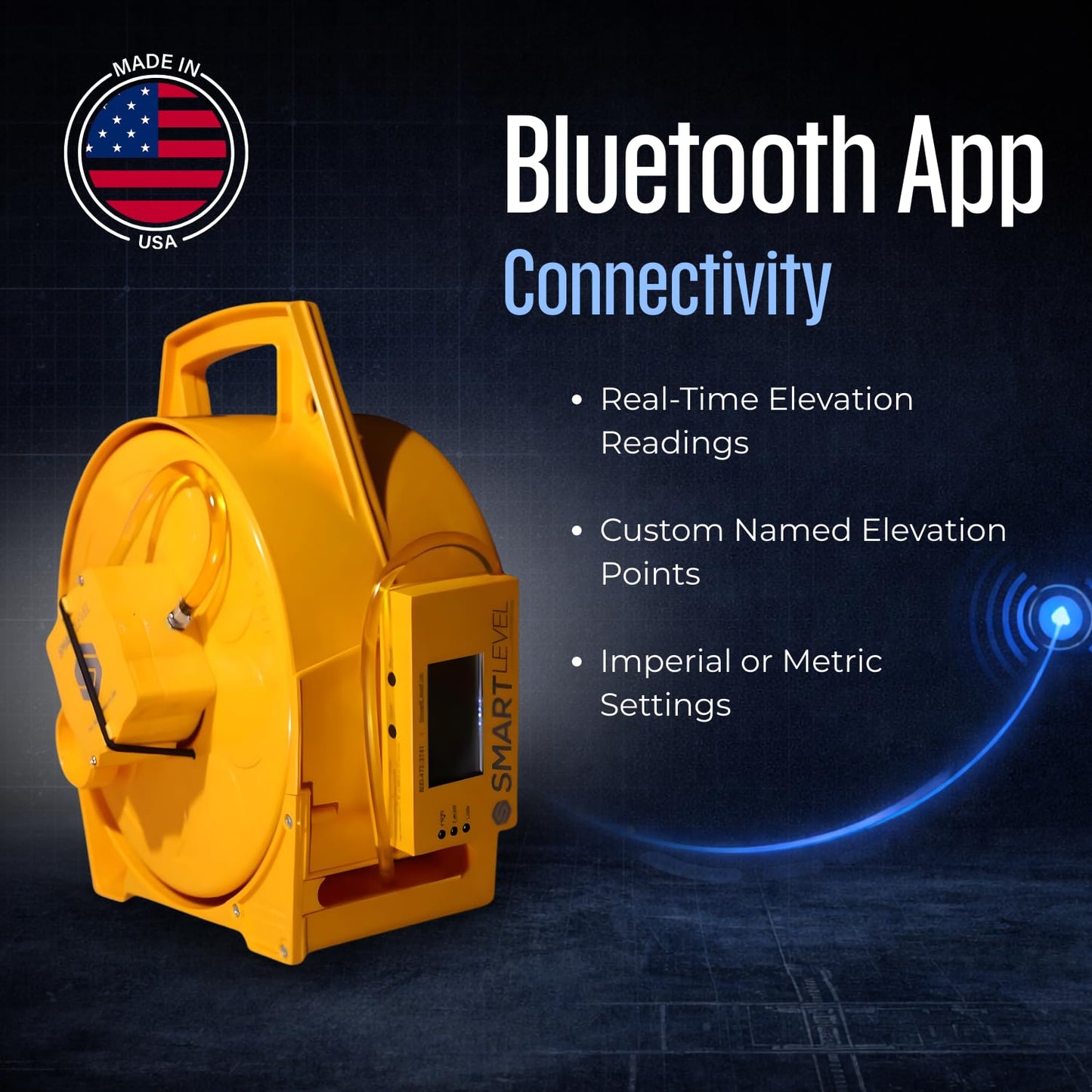 Smart Level Precision Construction Altimeter with Bluetooth App (iOS & Android), 1/16 inch Accuracy – Includes Carrying Case & Monopod – Data Export & Backlit Display