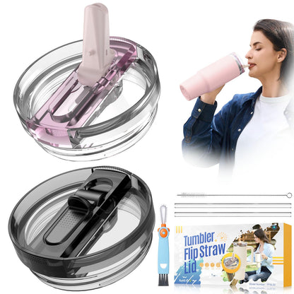 Leak Proof Lid for Stanley, 2 Pack 30oz Detachable ProTour Lid with Stanley Quencher, Flip Straw No Spill 30 oz Tumbler Lids, BFA-FREE Cup Accessories