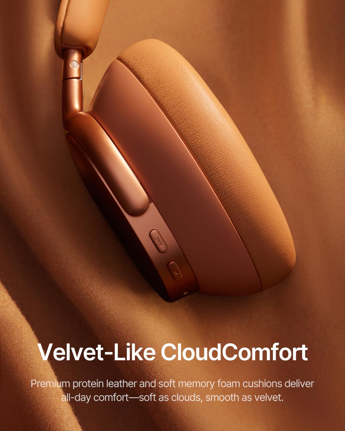 Baseus Inspire XH1 Adaptive Active Noise Cancelling Headphones, Sound by Bose, Dolby Audio, Premium Real-Time Adaptive ANC, Adaptive Tuning Rich Sound, Hi-Res Audio, 100H Playtime - Sunset Coral