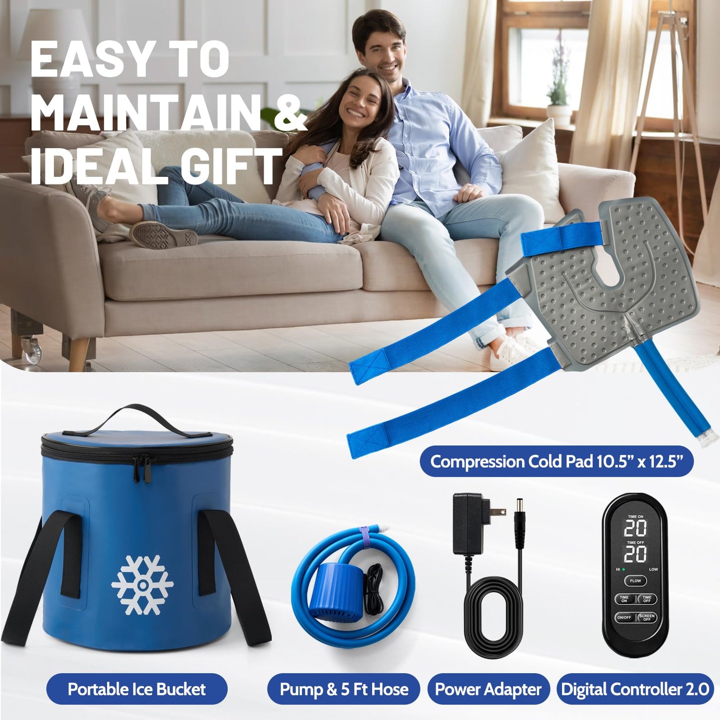 GALINAND Ice Machine for Knee After Surgery 2.0, FSA Eligible HSA, Portable Cold Therapy Machine for Knee Replacement, Ice Therapy for Post Surgery, Cryotherapy System, Ice Compression for Recovery