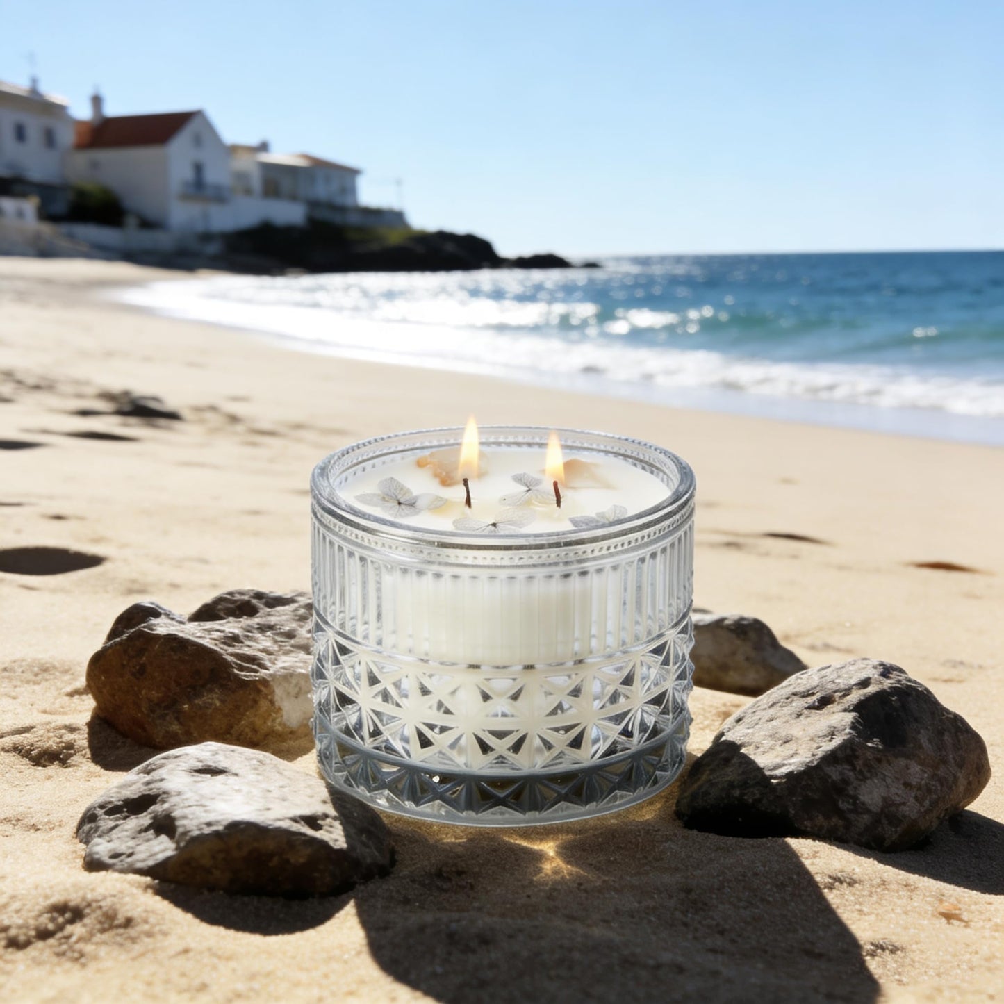 Chloefu LAN Crystal Candle Ocean Mist & Sea Salt Scented Candles for Home, Unique Meditation Spiritual Gifts for Women & Men, Healing Magic Candles, Highly Scented & Long Lasting, 14 oz